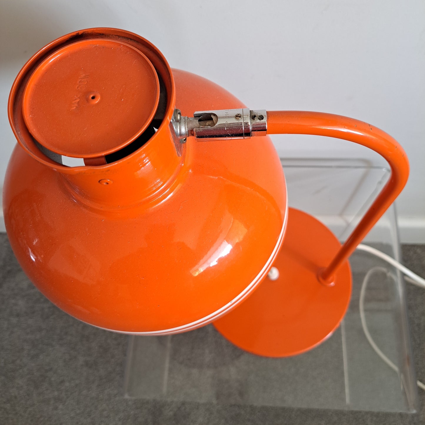 1970s Orange Metal Desk Lamp by Luco of Sweden