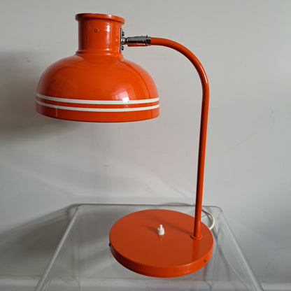 1970s Orange Metal Desk Lamp by Luco of Sweden