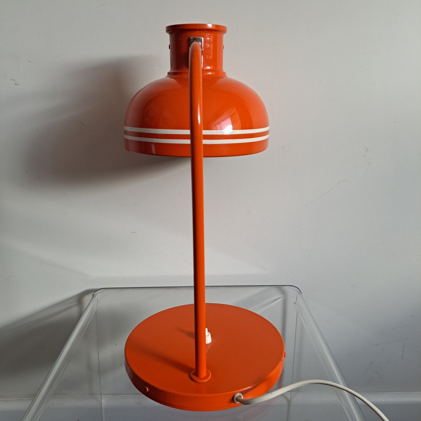 1970s Orange Metal Desk Lamp by Luco of Sweden