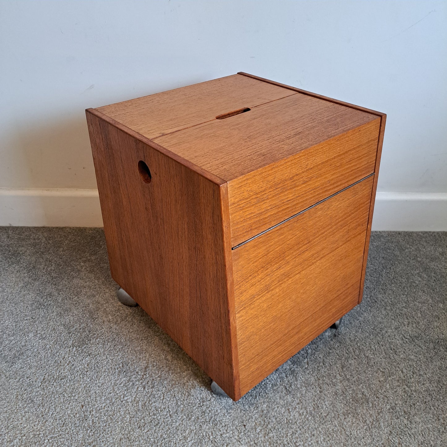 Mid-Century Teak Sewing Box/Bar Cart - Designed by Rolf Hesland for Bruksbo of Norway