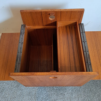 Mid-Century Teak Sewing Box/Bar Cart - Designed by Rolf Hesland for Bruksbo of Norway