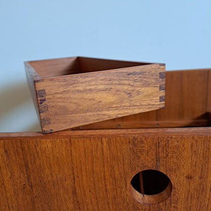 Mid-Century Teak Sewing Box/Bar Cart - Designed by Rolf Hesland for Bruksbo of Norway