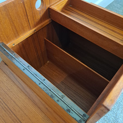 Mid-Century Teak Sewing Box/Bar Cart - Designed by Rolf Hesland for Bruksbo of Norway