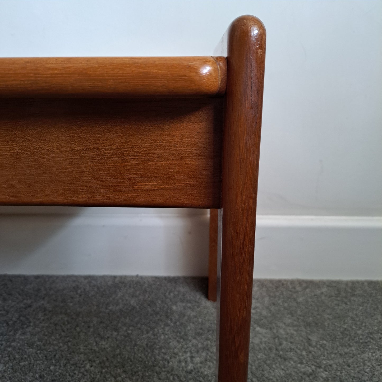 Mid-Century Solid Teak and Rexine Coffee Table (Large)