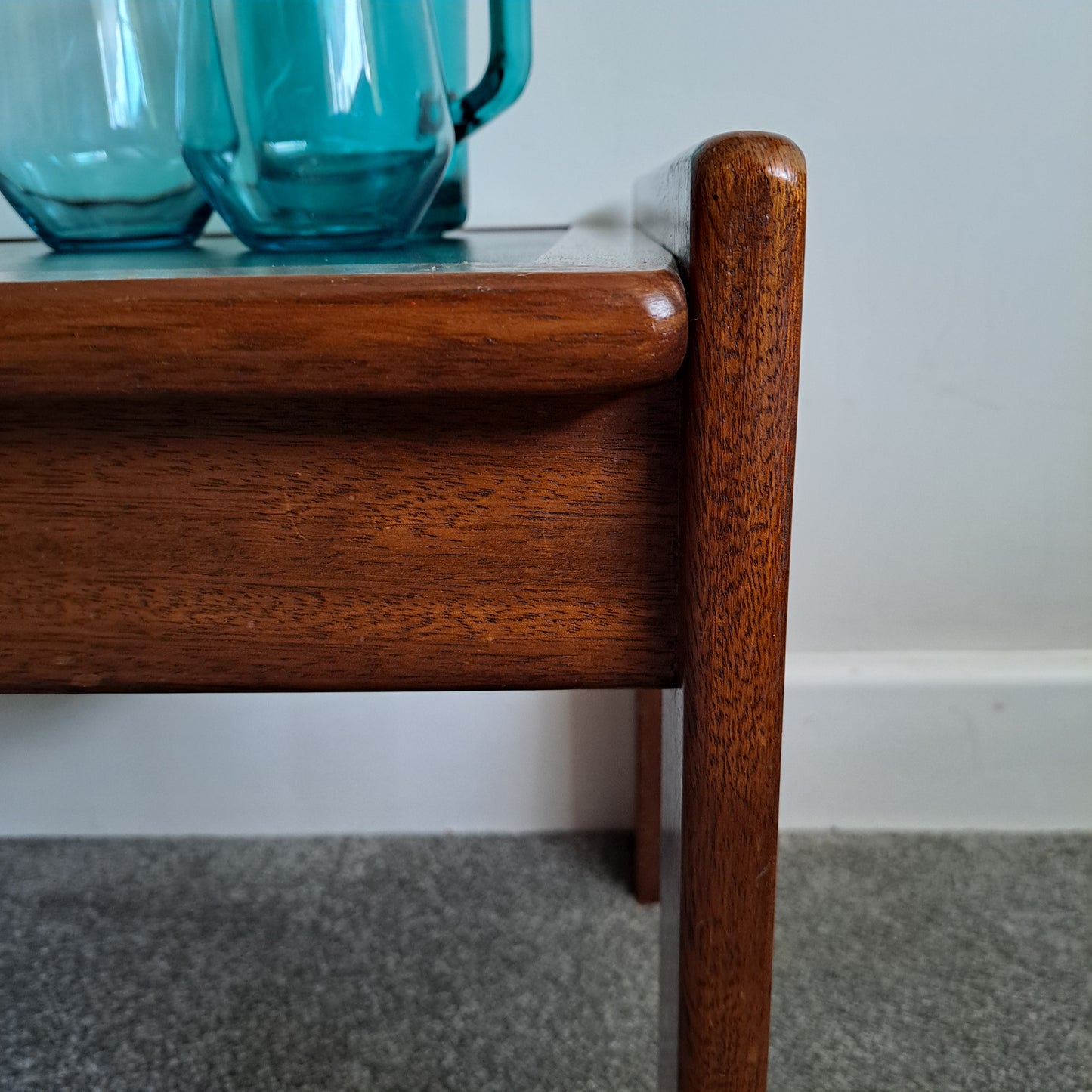 Mid-Century Solid Teak and Rexine Coffee Table (Medium)