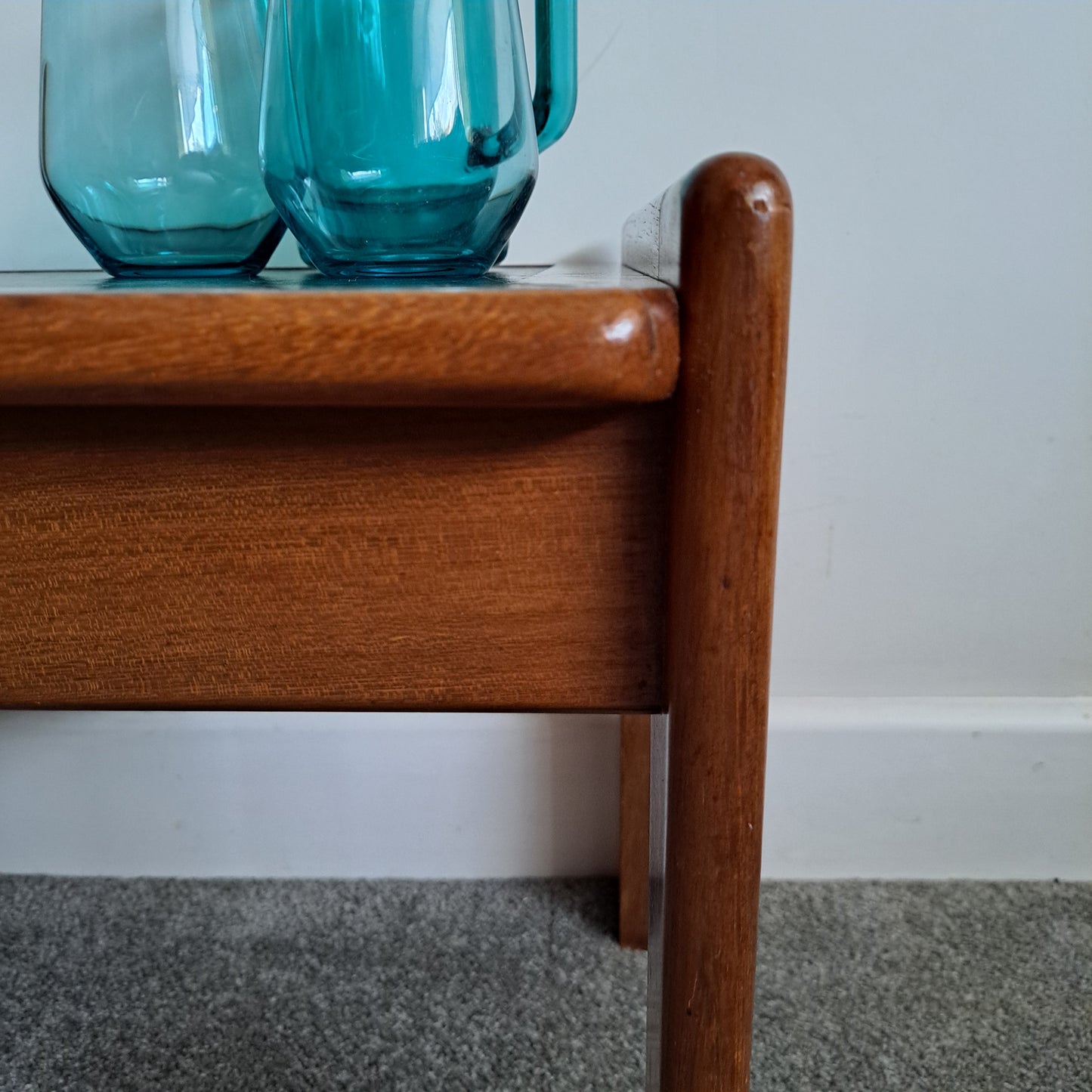 Mid-Century Solid Teak and Rexine Coffee Table (Small)