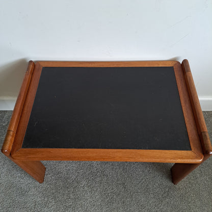 Mid-Century Solid Teak and Rexine Coffee Table (Small)