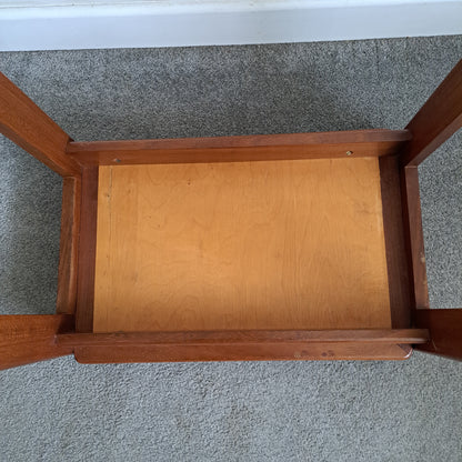 Mid-Century Solid Teak and Rexine Coffee Table (Small)