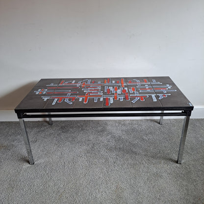 1960s Belgian Tiled Coffee Table by Adri