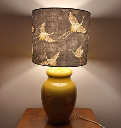 Large Yellow Italian Ceramic Table Lamp with New Shade - 1960s