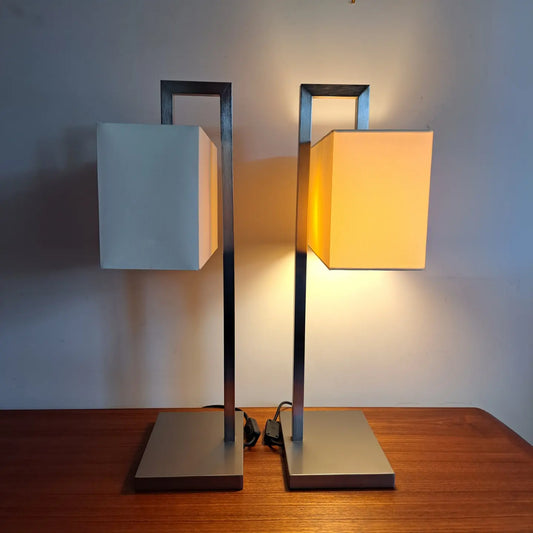 PAIR - 1980s chrome tablelamps by Baulmann