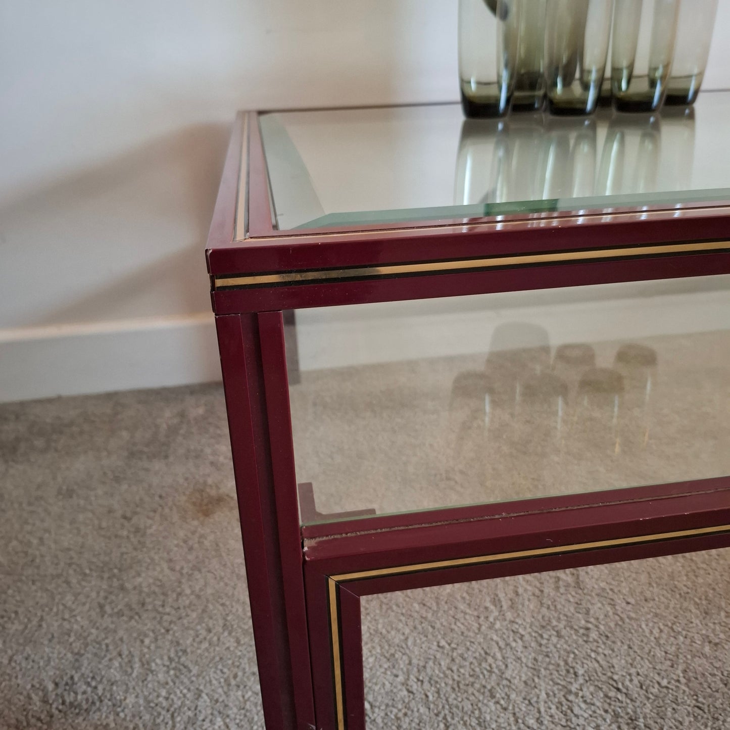 1970s Large Metal and Glass Coffee Table by Pierre Vandel