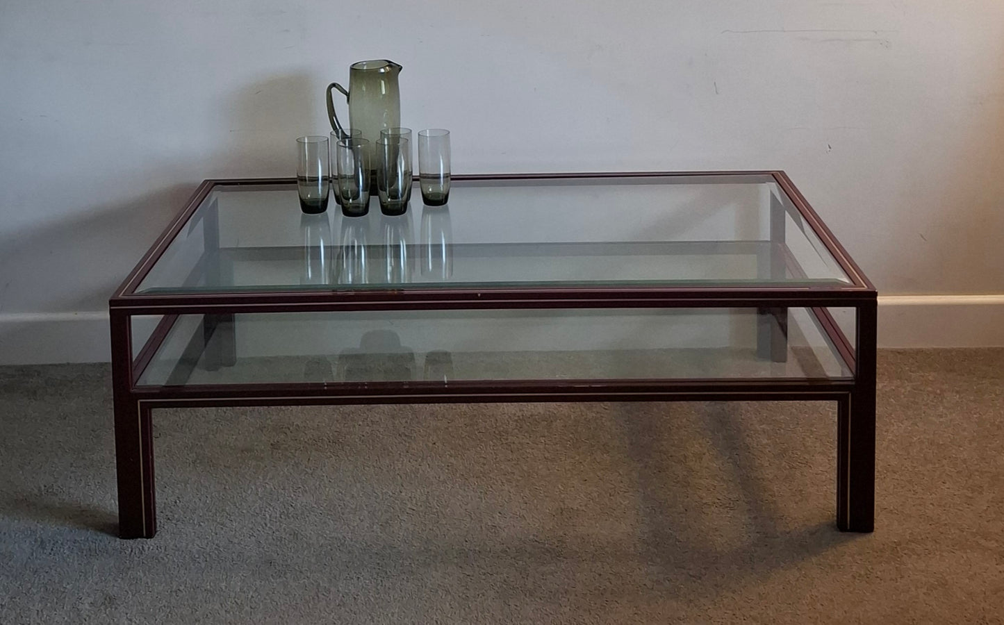 1970s Large Metal and Glass Coffee Table by Pierre Vandel