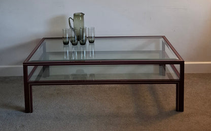 1970s Large Metal and Glass Coffee Table by Pierre Vandel