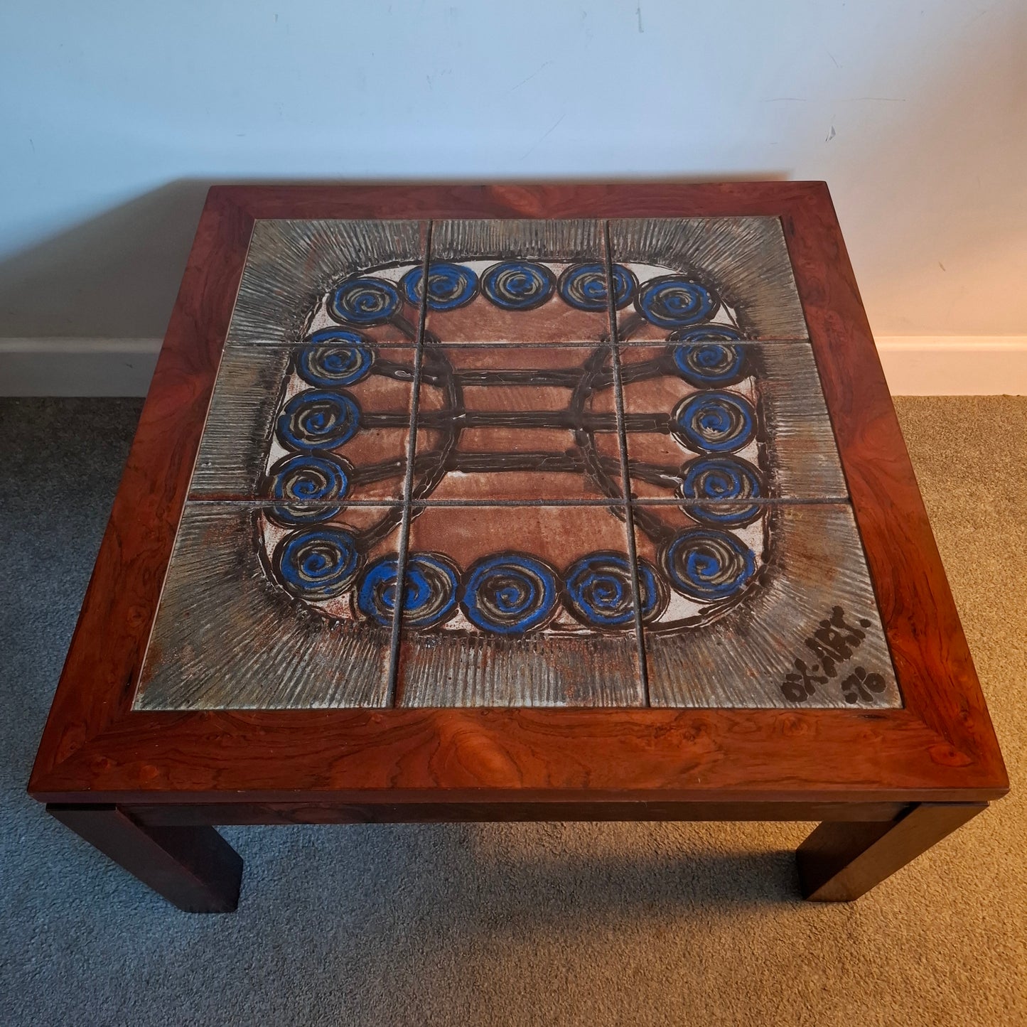 Danish Rosewood Tiled Coffee Table by Trioh
