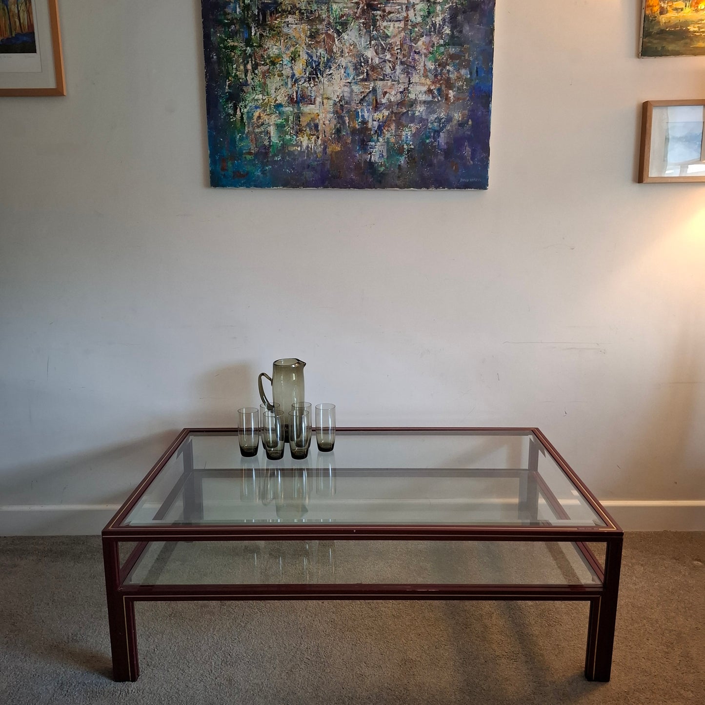 1970s Large Metal and Glass Coffee Table by Pierre Vandel