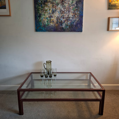 1970s Large Metal and Glass Coffee Table by Pierre Vandel