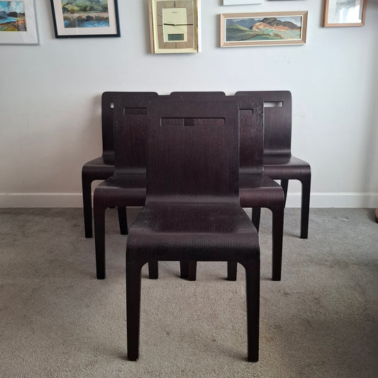Set of 6 Black Ash Dining Chairs