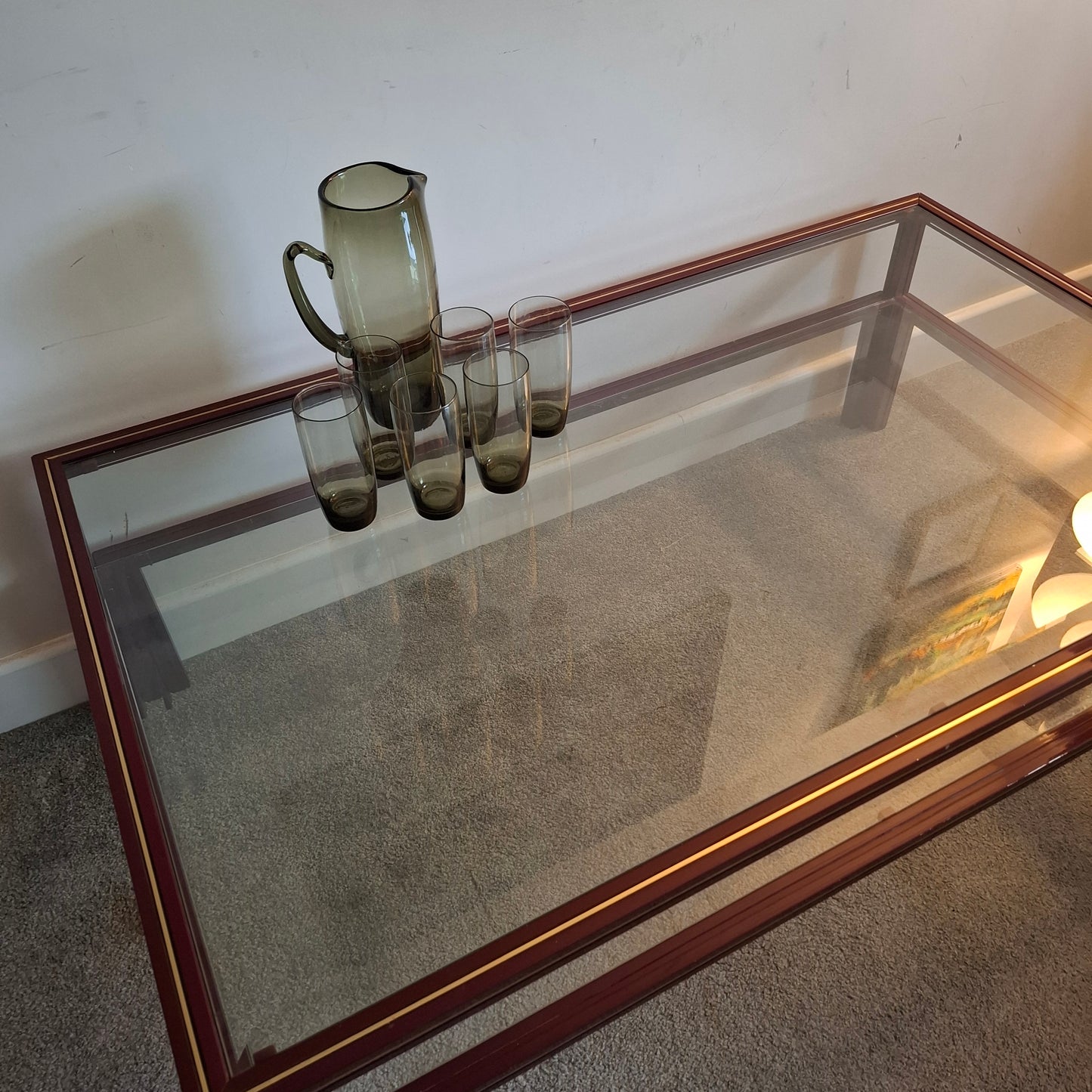 1970s Large Metal and Glass Coffee Table by Pierre Vandel