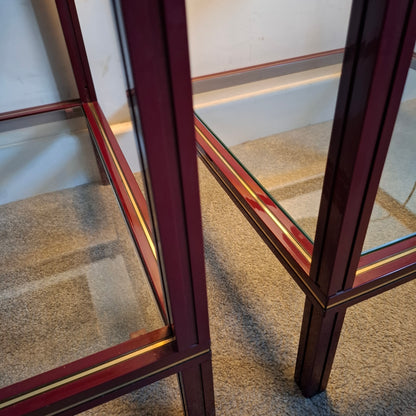 Pair of 1970s Metal and Glass Side Tables by Pierre Vandel