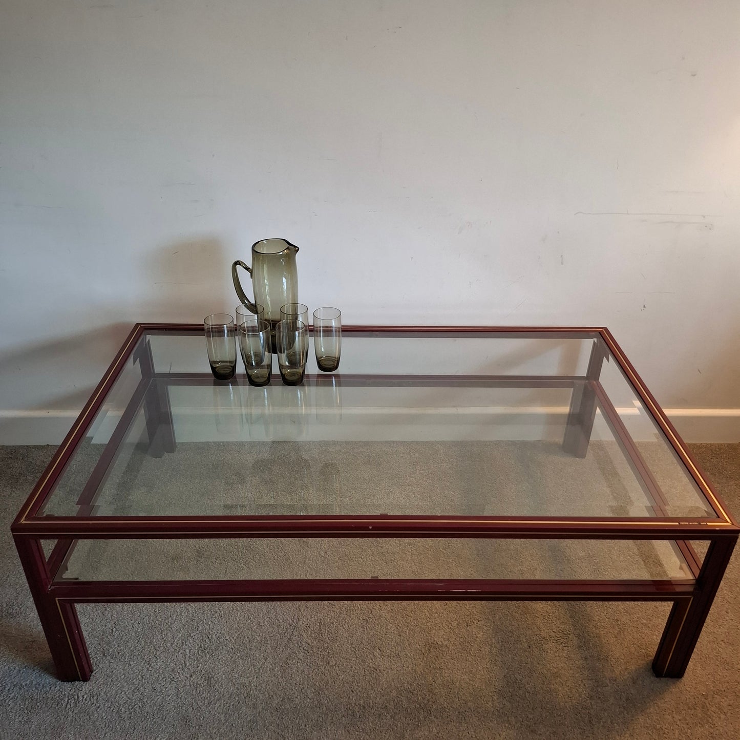 1970s Large Metal and Glass Coffee Table by Pierre Vandel