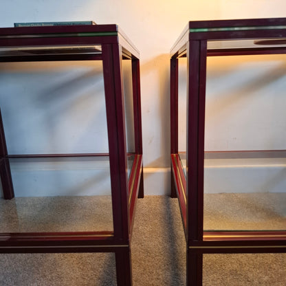 Pair of 1970s Metal and Glass Side Tables by Pierre Vandel