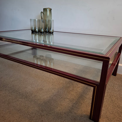 1970s Large Metal and Glass Coffee Table by Pierre Vandel