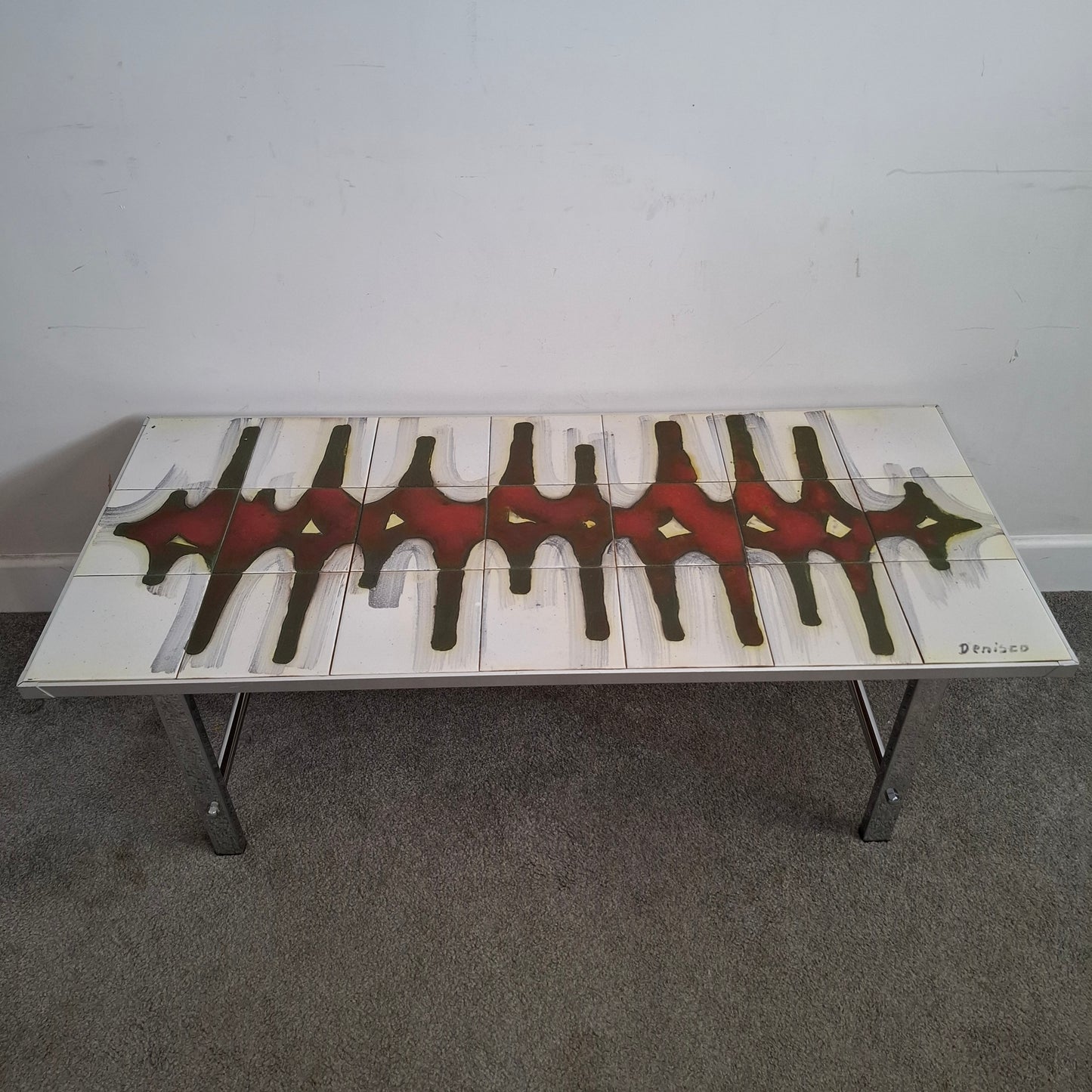 Mid-Century Belgian Tiled Coffee Table by Denisco